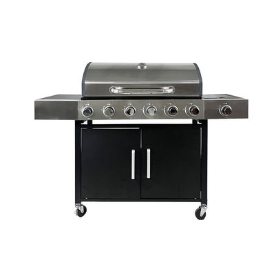 High Pressure Protection Device 6 Burner Gas BBQ Grill with Side Burner Table Cabinet