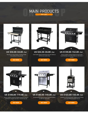 High Pressure Protection Device 6 Burner Gas BBQ Grill with Side Burner Table Cabinet
