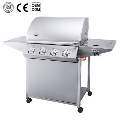 Easily Cleaned 4 1 Burners Stainless Steel Trolley Courtyard Outdoor BBQ Machine Gas Grill