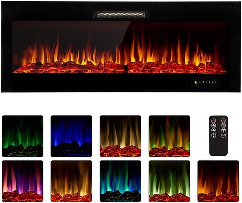 Household Decorative 3D Electric Fireplace with 9 Flame Colors and Metal Tempered Glass