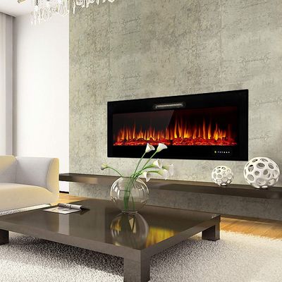 Area Heated 60 inch Electric Fire Place 3D Realistic LED Flame 9 Flame Colors Wall Insert