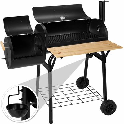 Chrome Plated BBQ Charcoal Smoker Grill with Temperature Gauge 71cm Cooking Height