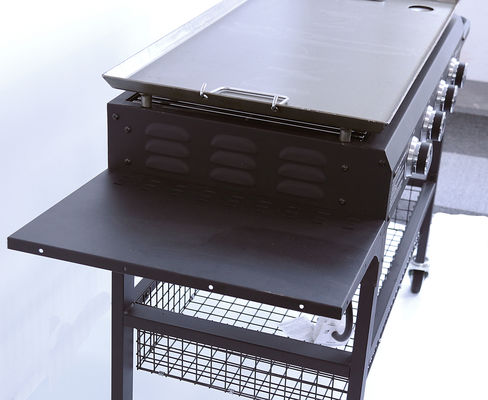 Steel Commercial Flat Top Grill Plancha Gas Grill with 2 Sides Piezoelectric Ignition