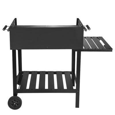 73.5*22.5cm x 2 Cooking Area Outdoor Trolley Flat Top Charcoal Grill with 2 Wheels
