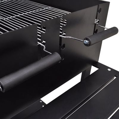 73.5*22.5cm x 2 Cooking Area Outdoor Trolley Flat Top Charcoal Grill with 2 Wheels