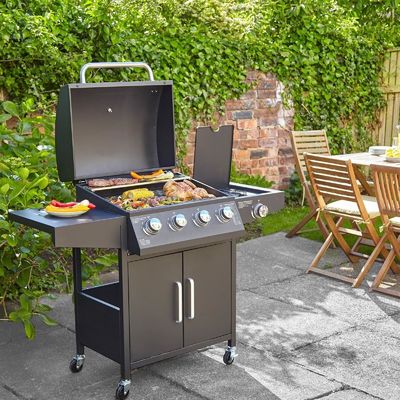 Garden Cart Grill Propane Gas Stainless Steel BBQ Grill with Piezoelectric Ignition