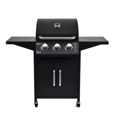 High Temp Powder Coated 3 Burner Gas Grill with 2 Foldable Side Board Natural Gas
