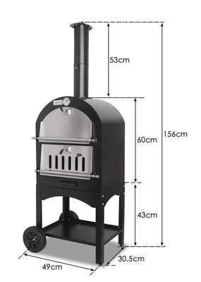 Outdoor Courtyard Charcoal Oven for Baking Pizza Portable and 30.5*30.5cm Stone Size