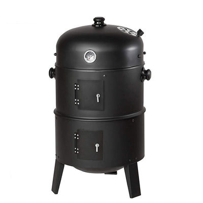 3-in-1 Heavy Duty Tower Charcoal Barbeque Grill Smoker for Outdoor Cooking Fun