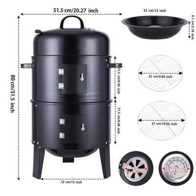 Outdoor Backyard Party Vertical Charcoal Smoker with High Pressure Protection Device